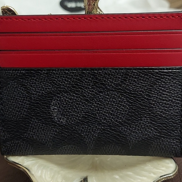 Coach Card Case In Signature Canvas With Coach Print - Picture 5 of 7